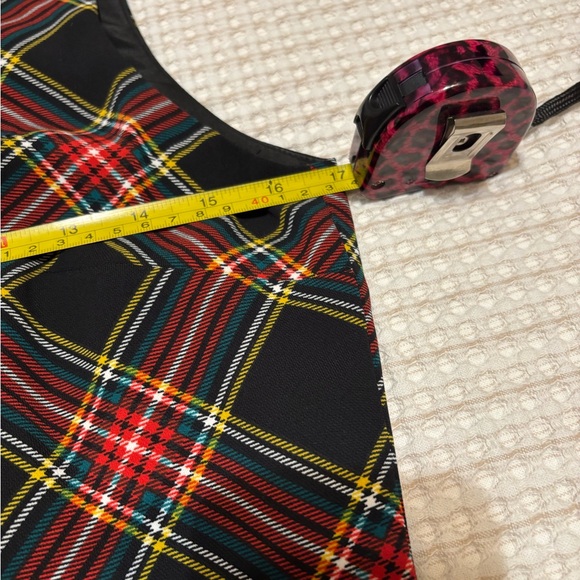 Plaid Sleeveless Dress with Feather Hem - Picture 8 of 10